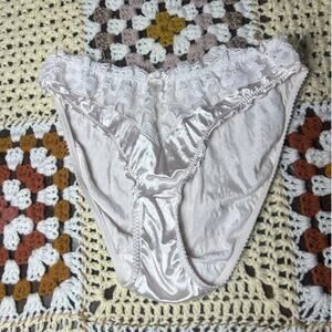 80s Victoria's Secret satin lace bikini undies gold label